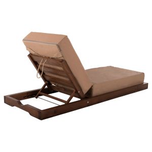 Beach lounger Ikaria solid pine wood walnut color textile mocha color 20cm cushion thickness 20cm Hm10622.04