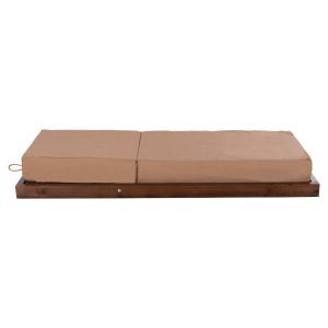 Beach lounger Ikaria solid pine wood walnut color textile mocha color 20cm cushion thickness 20cm Hm10622.04