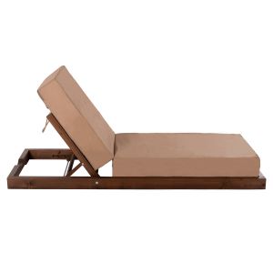 Beach lounger Ikaria solid pine wood walnut color textile mocha color 20cm cushion thickness 20cm Hm10622.04