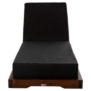Ikaria beach lounger, solid pine wood, walnut color, mocha color textile, 20cm, cushion thickness 20cm, Hm10622.01
