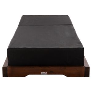 Ikaria beach lounger, solid pine wood, walnut color, mocha color textile, 20cm, cushion thickness 20cm, Hm10622.01