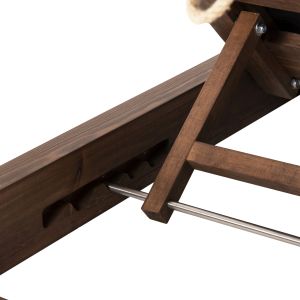 Ikaria beach lounger, solid pine wood, walnut color, mocha color textile, 20cm, cushion thickness 20cm, Hm10622.01