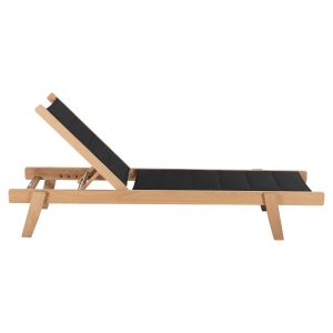 Beach lounger Milos beech in natural-black Textile204x65x31.5-92.5hcm91hcm Hm10650