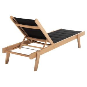Beach lounger Milos beech in natural-black Textile204x65x31.5-92.5hcm91hcm Hm10650