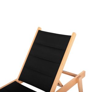 Beach lounger Milos beech in natural-black Textile204x65x31.5-92.5hcm91hcm Hm10650