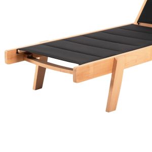 Beach lounger Milos beech in natural-black Textile204x65x31.5-92.5hcm91hcm Hm10650