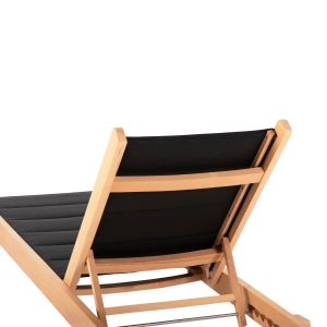 Beach lounger Milos beech in natural-black Textile204x65x31.5-92.5hcm91hcm Hm10650