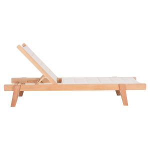 Beach lounger Milos beech in natural-ecru textile 204x65x92.5hcm Hm10650