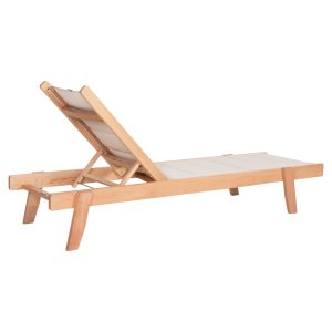 Beach lounger Milos beech in natural-ecru textile 204x65x92.5hcm Hm10650