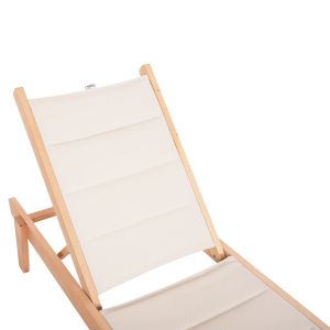 Beach lounger Milos beech in natural-ecru textile 204x65x92.5hcm Hm10650