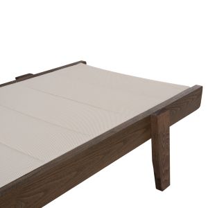 Beach lounger Milos beech in textile Walnut-ecru204x65x92.5hcm Hm10685