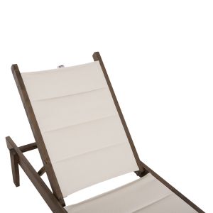 Beach lounger Milos beech in textile Walnut-ecru204x65x92.5hcm Hm10685