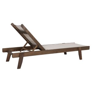 Beach lounger Milos beech in textile Walnut-ecru204x65x92.5hcm Hm10685