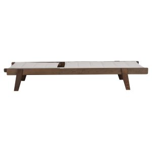 Beach lounger Milos beech in textile Walnut-ecru204x65x92.5hcm Hm10685
