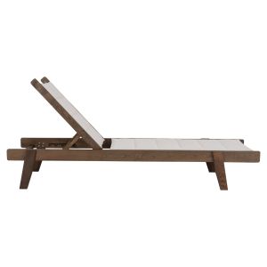 Beach lounger Milos beech in textile Walnut-ecru204x65x92.5hcm Hm10685