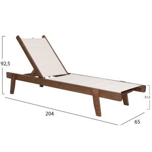 Beach lounger Milos beech in textile Walnut-ecru204x65x92.5hcm Hm10685