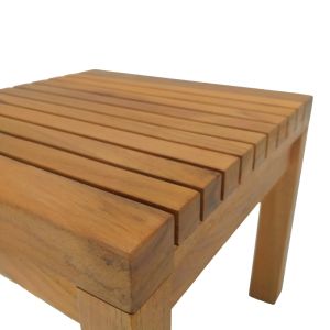 Плажна маса от поли тиково дърво в естествен нюанс 35x35x30 см
