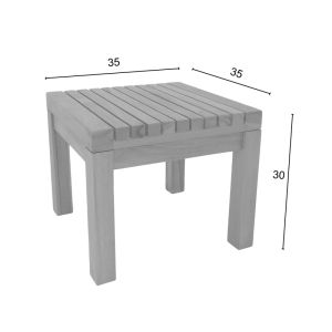 Плажна маса от поли тиково дърво в естествен нюанс 35x35x30 см