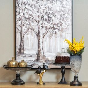 Cake plate with gray stool 22x30cm