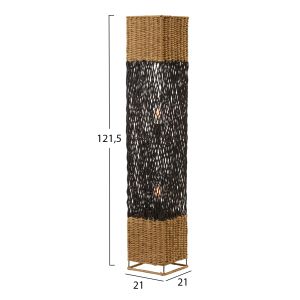 Wicker lampion metal base in sandy beige with black Hm4355 21x21x119.5cm
