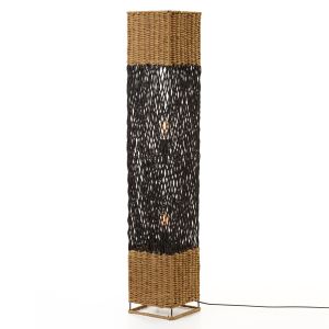 Wicker lampion metal base in sandy beige with black Hm4355 21x21x119.5cm