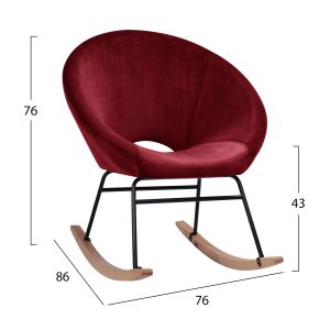 Plush rocking chair Paulina velvet red burgundy color 76x86x76cm Hm8399,06