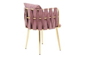 Plush chair with metal frame Ivory color ash roses 53x52x77cm