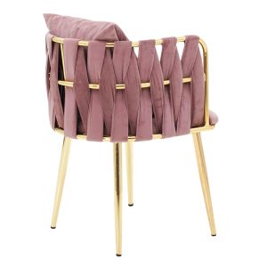 Plush chair with metal frame Ivory color ash roses 53x52x77cm