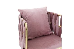 Plush chair with metal frame Ivory color ash roses 53x52x77cm