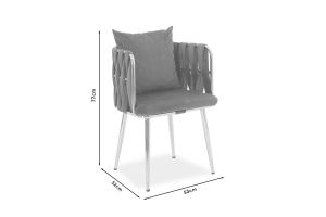 Plush chair with metal frame Ivory color ash roses 53x52x77cm