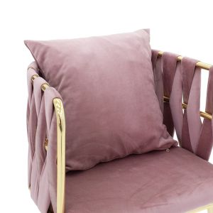 Plush chair with metal frame Ivory color ash roses 53x52x77cm