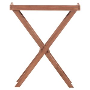 Serving tray on folding stand Barnaby Hm4580 teak wood in natural color 63x40x77cm