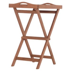 Serving tray on folding stand Barnaby Hm4580 teak wood in natural color 63x40x77cm