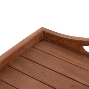 Serving tray on folding stand Barnaby Hm4580 teak wood in natural color 63x40x77cm
