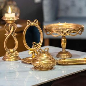 Tray with mirror 23117 gold color 25.5x20cm