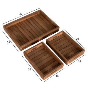 Trays set of 3 pcs Hm7894 made of solid teak wood 39x29x7cm