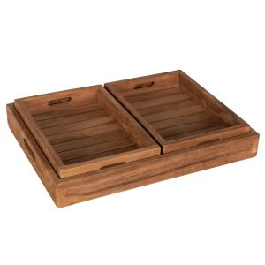 Trays set of 3 pcs Hm7894 made of solid teak wood 39x29x7cm