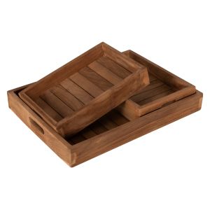 Trays set of 3 pcs Hm7894 made of solid teak wood 39x29x7cm