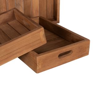 Trays set of 3 pcs Hm7894 made of solid teak wood 39x29x7cm
