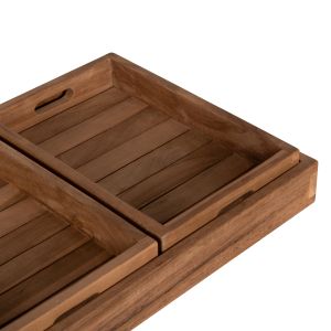 Trays set of 3 pcs Hm7894 made of solid teak wood 39x29x7cm