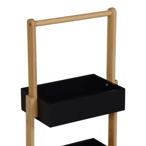 ПОДОВА ЕТАЖЕРКА ARVY БАМБУК В ЧЕРНО-ЕСТЕСТВЕН ЦВЯТ 32X20X75.5СМ