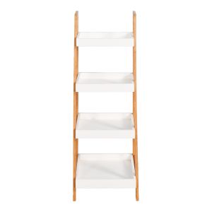 ПОДОВА ЕТАЖЕРКА LEBY БАМБУК-MDF В БЯЛО-ЕСТЕСТВЕН ЦВЯТ 35X34X98СМ