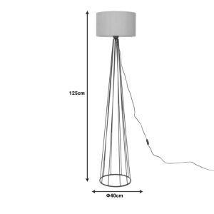 Floor lamp Florencia e27 beige fabric-black metal d40x23cm