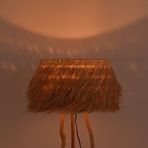 Floor lamp Herfo E27 rattan in natural color D60x135cm