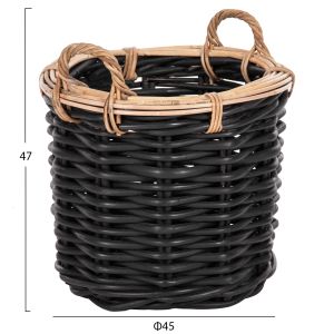 Подови кошници 2 броя Potts Rattan в черно и натурално D61+d45cm Hm4379