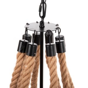 Chandelier 8-lamp Hm4178 rope and black metal 84x84x121hcm