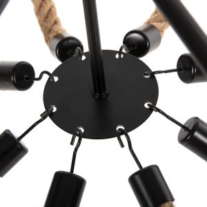 Chandelier 8-lamp Hm4178 rope and black metal 84x84x121hcm