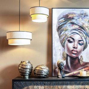 Chandelier Alok double shade beige color 40cm E27