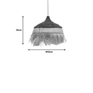 Chandelier Arupade Abaca Wood in natural black color D50x50cm