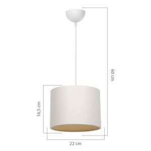Chandelier E27 color white/cream D22x60cm
